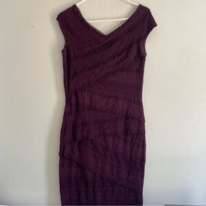 Bailey 44 Anthropologie Bodycon Layered Lace Dress Sz Burgundy Stretch Lined